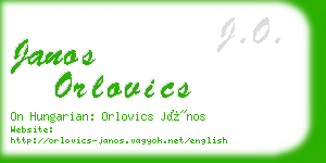 janos orlovics business card